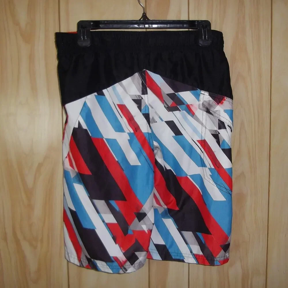 ZeroXposur Geometric Striped Boys Swin Trunks L